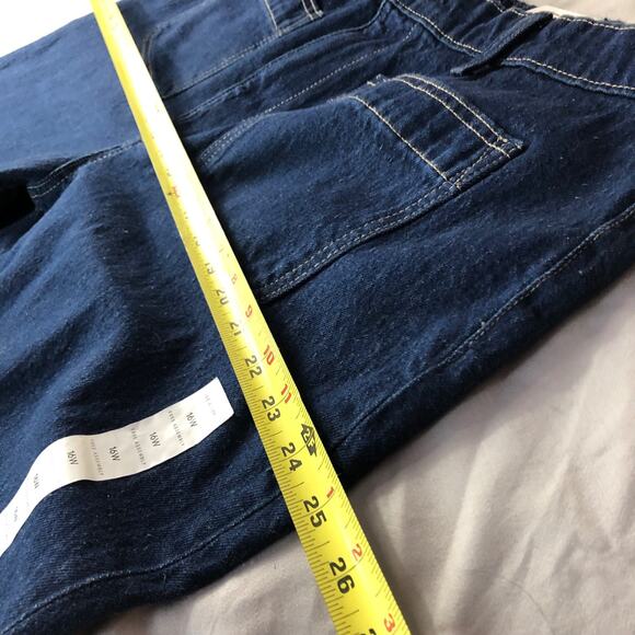 NWT Free Assembly Patch Pocket Jeans Womens Blue Wide Leg Dark Wash Size 16 New - Picture 7 of 13